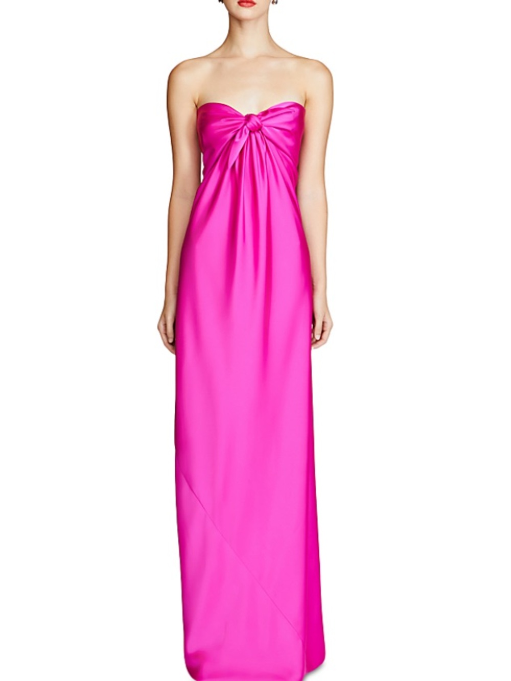 Halston Heritage Strapless Knot-Front Maxi Dress in Hot Pink